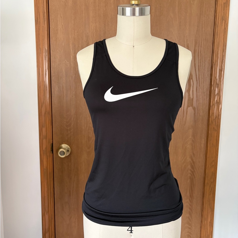 Nike Dri-fit racerback Black Athletic Tank with White Swoosh